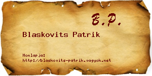 Blaskovits Patrik névjegykártya